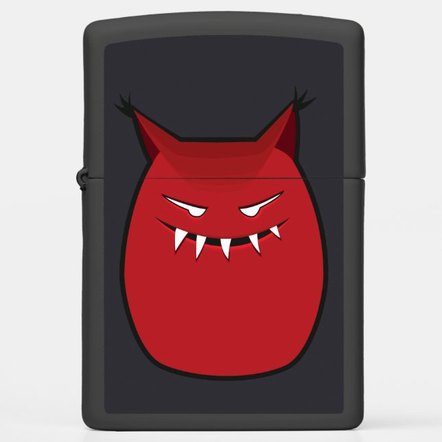 Red Evil Monster With Pointy Ears Zippo Lighter (Front)