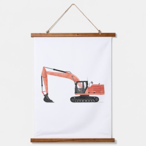 Red Excavator Contruction Kids Room Decor Hanging Tapestry