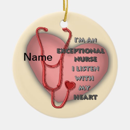 Red Exceptional Nurse custom name ornament