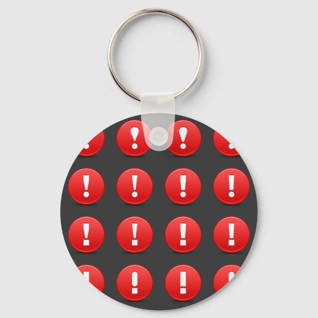 Red Exclamation Mark Warning Icons Keychain (Front)