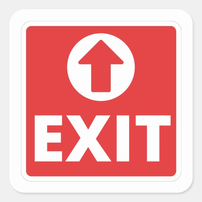 Red Exit Rectangular  Square Sticker (Front)