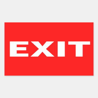Red Exit Rectangular Sticker