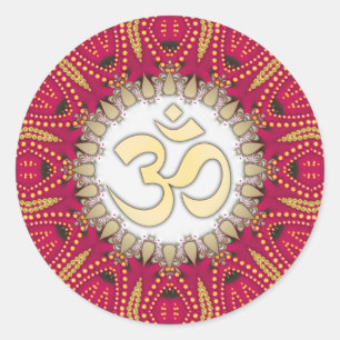 Red Exotic Bohemian Om Spiritual Art Sticker