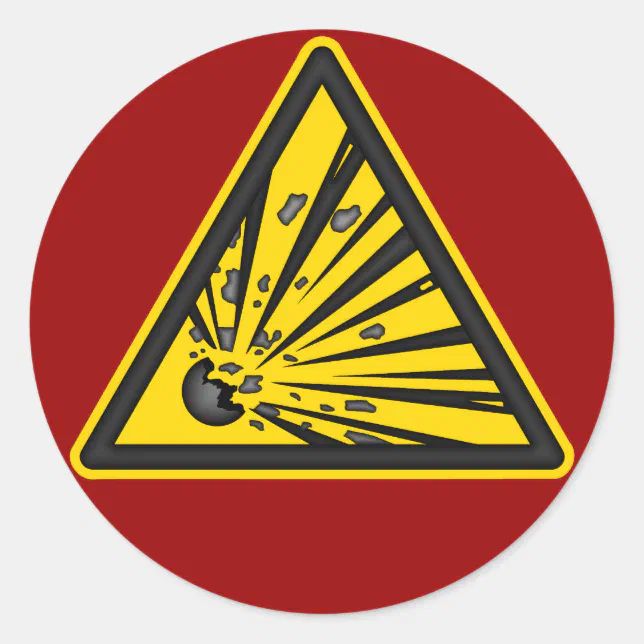 Explosive Red Sticker Red Explosive Warning Sticker | Zazzle