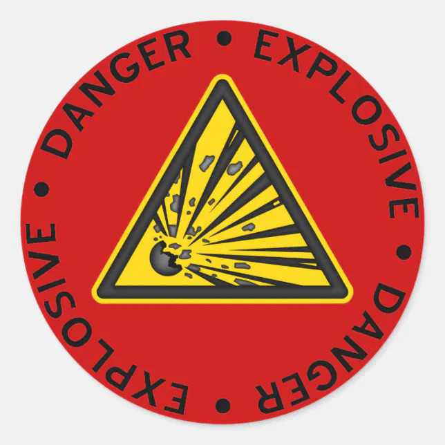 Explosive Red Sticker Red Explosive Warning Sticker | Zazzle