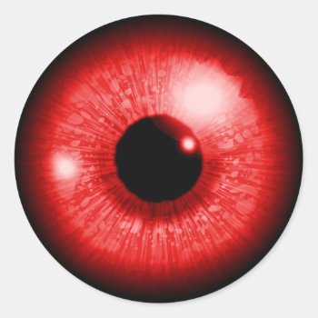 Red Eye Classic Round Sticker by HolidayBug at Zazzle