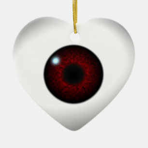 red eye heart ceramic ornament