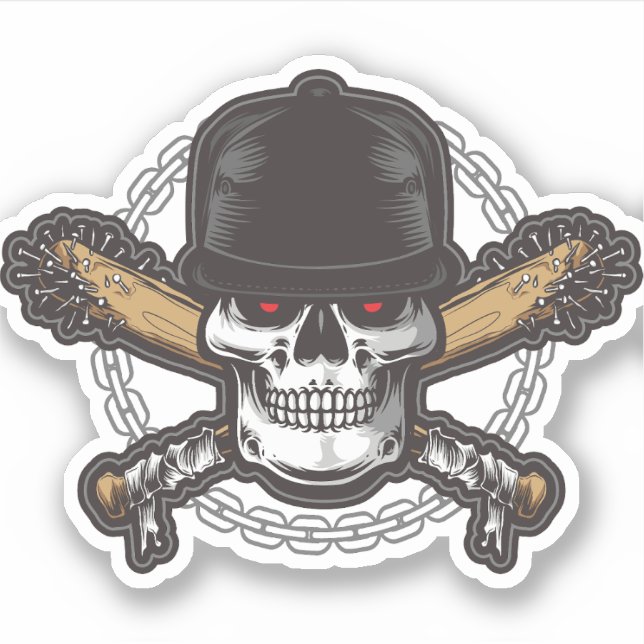 Red Eye Pirate Skull Sticker (Front)