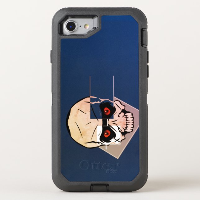 Red eye skull and rectangle otterbox iPhone case (Back)
