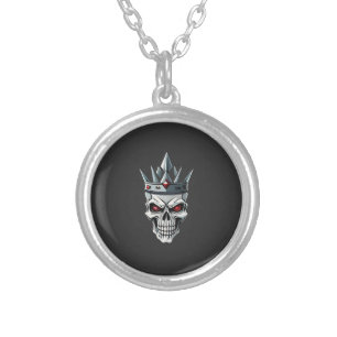 Red Eye Skull,King Silver Plated Necklace