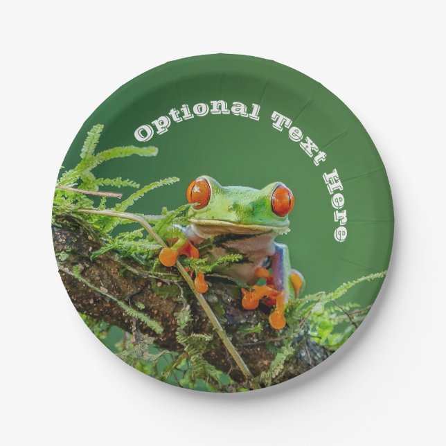 Red Eye Tree Frog on a branch Paper Plates (Front)