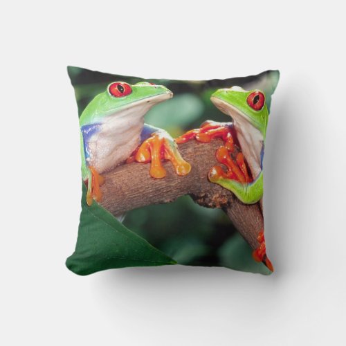 Red Eye Treefrog Pair Agalychinis callidryas Throw Pillow