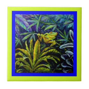 Red Eyed Golden Tree Frog by sharles Ceramic Tile