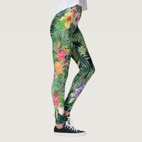 Red Eyed Green Tree Frog Tropical Watercolor Leggings