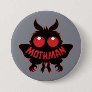 Red-Eyed Mystery Mothman Silhouette Button