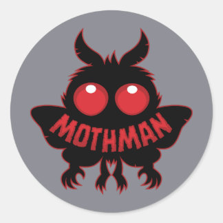 Red-Eyed Mystery Mothman Silhouette Classic Round Sticker