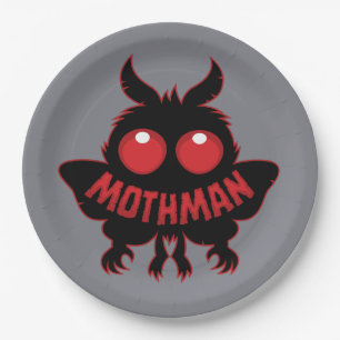 Red-Eyed Mystery Mothman Silhouette Paper Plates