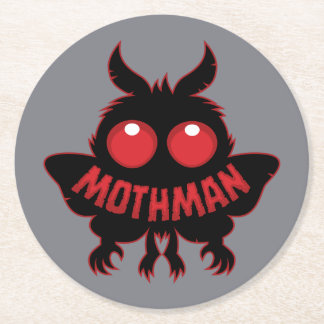 Red-Eyed Mystery Mothman Silhouette Round Paper Coaster