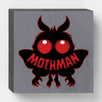 Red-Eyed Mystery Mothman Silhouette Wooden Box Sign