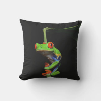 Red Eyed Painted Frog Outdoor Pillow