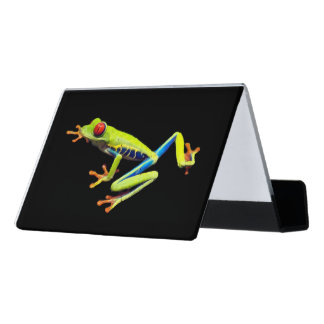 Red Eyed Painted Tree Frog  Desk Business Card Holder