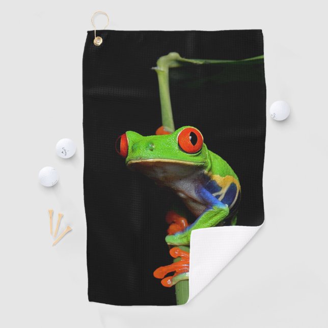 Red Eyed Painted Tree Frog Golf Towel (InSitu)