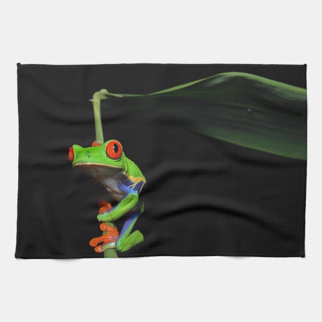 Red Eyed Painted Tree Frog Kitchen Towel (Horizontal)