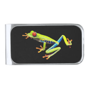 Red Eyed Painted Tree Frog Silver Finish Money Clip