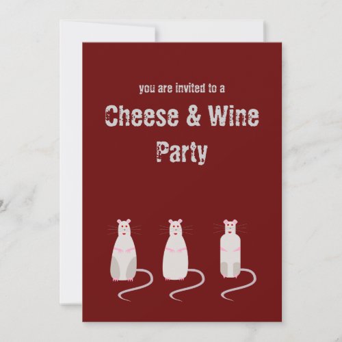 Red_Eyed Rats Cheese  Wine Party Invitation