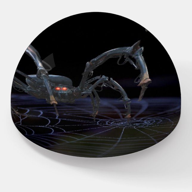 Red eyed spider on spiderweb paperweight (Angled)