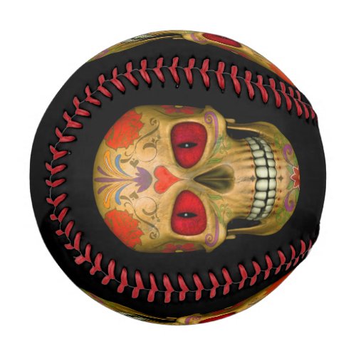 Red  Eyed Sugar Skull Zombie Baseball