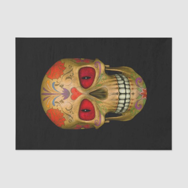 Red  Eyed Sugar Skull Zombie  Tissue Paper (Front)