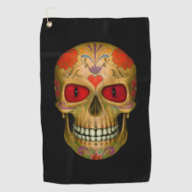 Red Eyed Sugar Skull Zombie Undead Golf Towels