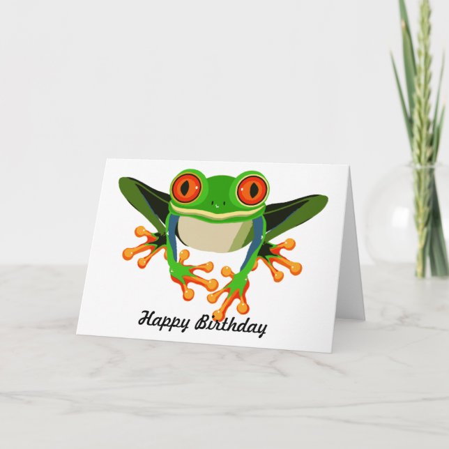 Red Eyed Tree Frog Birthday Card (Front)