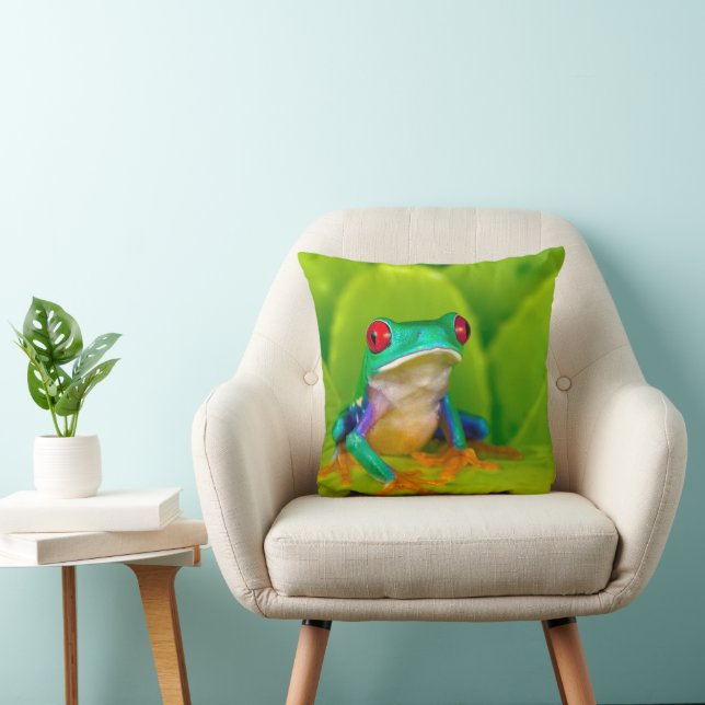 Red-eyed tree frog, Costa Rica Throw Pillow (Chair)