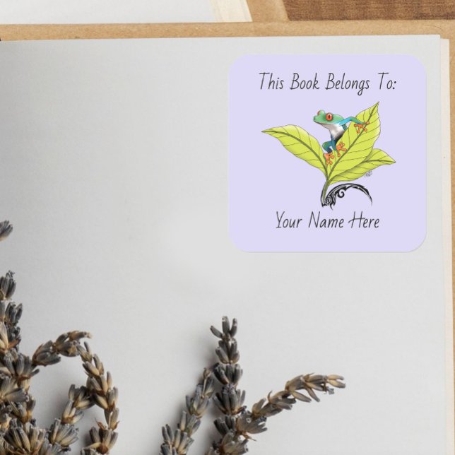 Red Eyed Tree Frog Green Leaves  Bookplate  (Creator Uploaded)