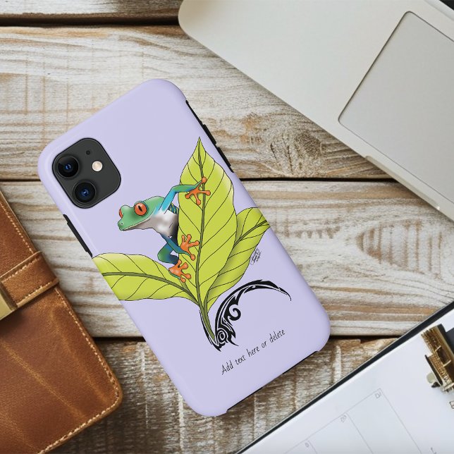 Red Eyed Tree Frog Green Leaves Lavender  Case-Mate iPhone Case (Creator Uploaded)