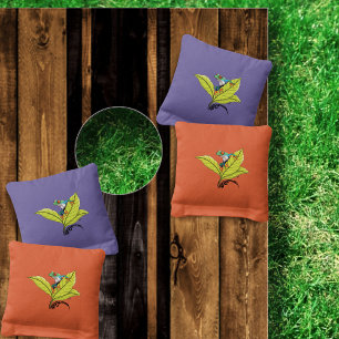 Red Eyed Tree Frog Green Leaves Lavender Cornhole Bags