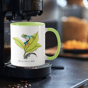 Red Eyed Tree Frog Green Leaves Lavender  Mug