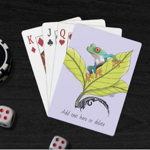 Red Eyed Tree Frog Green Leaves Lavender Poker Cards