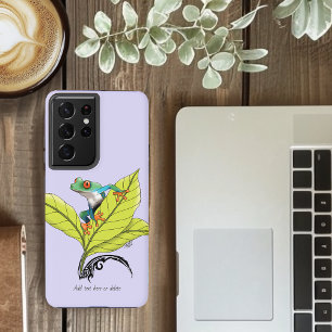 Red Eyed Tree Frog Green Leaves Lavender Samsung Galaxy S21 Ultra Case