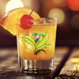 Red Eyed Tree Frog Green Leaves Lavender  Shot Glass