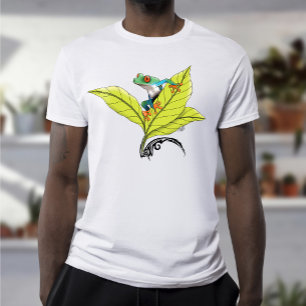 Red Eyed Tree Frog Green Leaves Lavender  T-Shirt