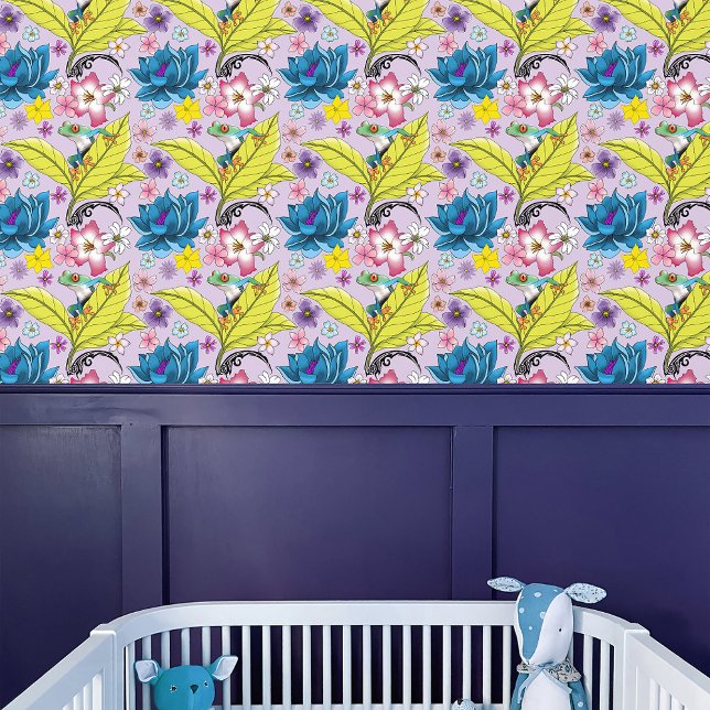 Red Eyed Tree Frog Green Leaves Lavender  Wallpaper (Creator Uploaded)