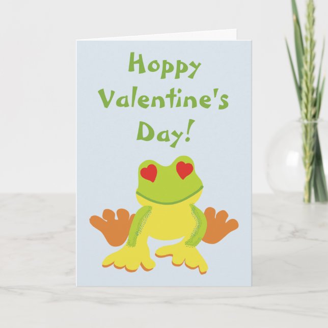 Red Eyed Tree Frog Hoppy Valentine's Day Card (Front)