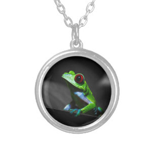 Red Eyed Tree Frog III Silver Plated Necklace