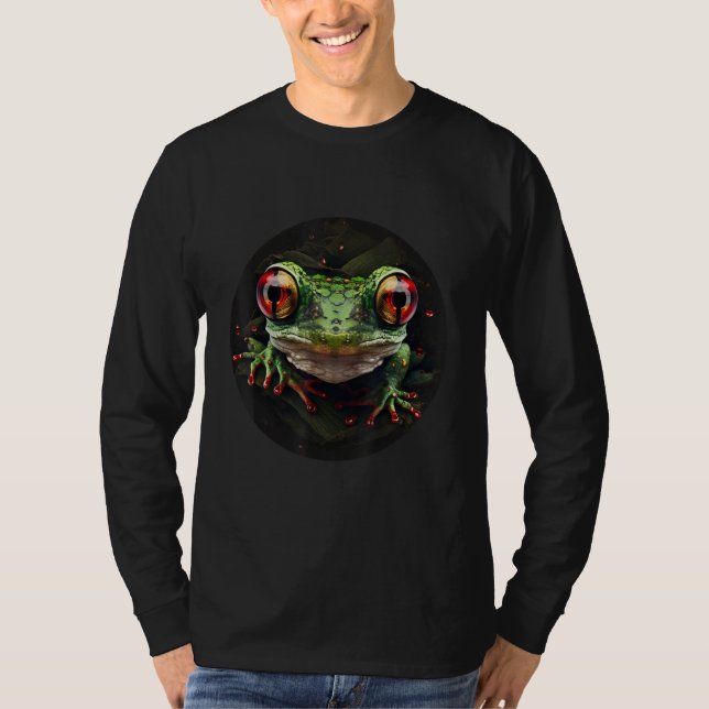 Red Eyed Tree Frog Leaping Frog Rainforest Amphibi T-Shirt (Front)