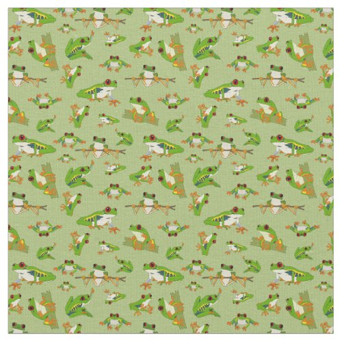 Red Eyed Tree Frog Pattern Fabric