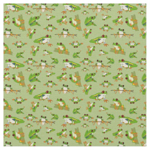 Red Eyed Tree Frog Pattern Fabric