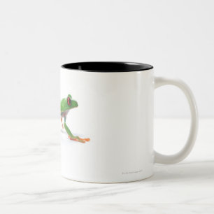 Red eyed tree frog walking Two-Tone coffee mug